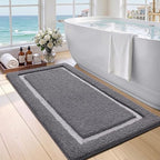 Color&Geometry Bathroom Rugs, Microfiber Bath Rugs, Dark and Light Grey by COLORG