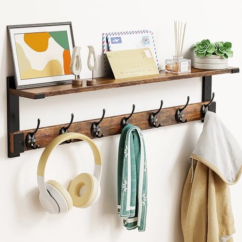 Oraich Wall Hooks with Shelf, 28.7 Inch Coat Rack Wall Mount with Hook by BEMOREORGANIZED