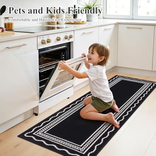Ileading Hallway Runner Rug 2x6ft Kitchen Floor Mat Modern Geometric Non Slip - Image 2