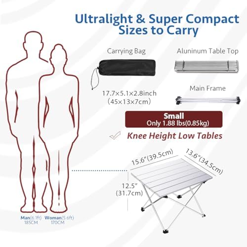 Grope Small Folding Camping Table, Aluminum Beach Table - Image 3