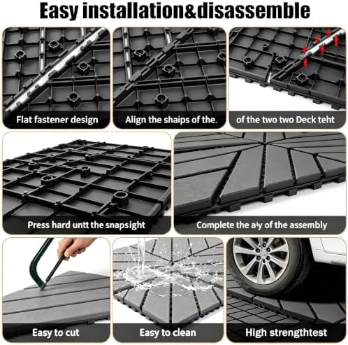 Interlocking Decking 16 Pack Plastic 12"x12" Deck Tiles Outdoor Dark Gray A - Image 5