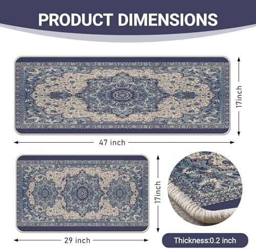 Boho Vintage Floral Kitchen Rugs Set of 2 - Image 3