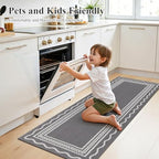 Ileading Hallway Runner Rug 2x6ft Kitchen Floor Mat Modern Geometric Non Slip - Image 2