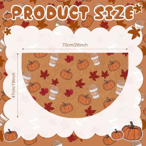 Tinideya Fall Doormat Semicircle Welcome Doormat Brown Orange 27.56'' - Image 2
