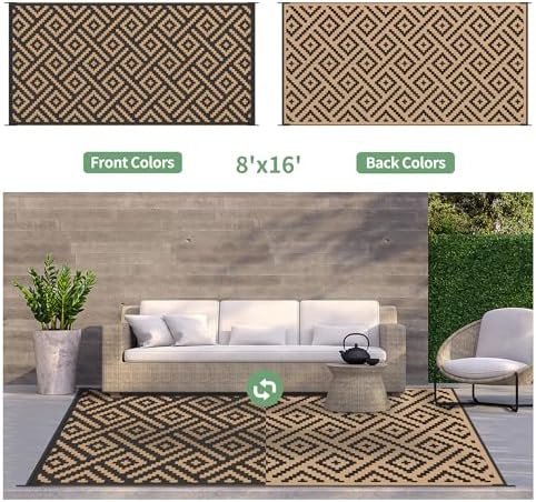 GENIMO Outdoor Rug, Waterproof Plastic Rugs 8'x16' - Image 2