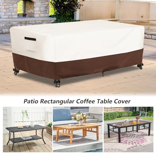 Outdoor Patio Coffee Table Cover, Waterproof Rectangular Patio Side Table Cover - Image 3