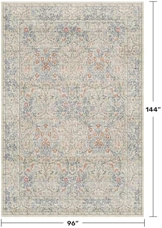 Hazo Haus Washable Beige Blue 8x12 Large Area Rug - Image 2