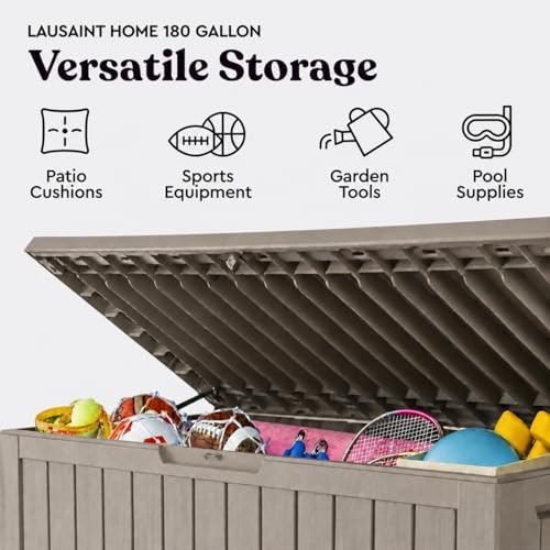 LAUSAINT HOME 180 Gallon Resin Deck Box, Package Delivery Box - Image 4
