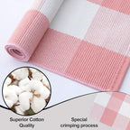 OLANLY Buffalo Plaid Rug 2'4" x 3'7" – Pink and White Cotton Checkered Doormat - Image 6
