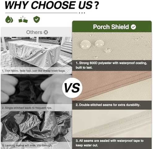Porch Shield Waterproof Rectangular Patio Table Cover 84 x 56 inch - Image 3