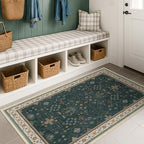 Dark Green Oushak 3x6 Kitchen Rug - Image 3