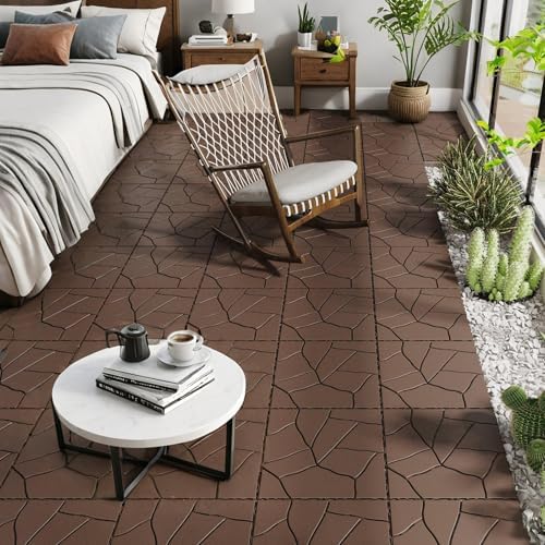 44 Pack Plastic Interlocking Deck Tiles 12" x 12" Interlocking Rubber Floor - Image 5