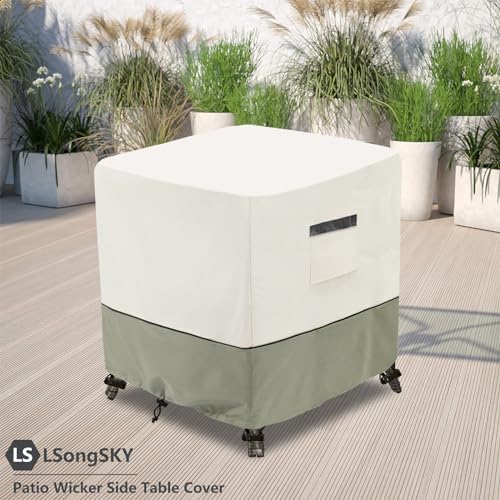 Patio Wicker Side Table Cover, Waterproof Square Patio Small Side Table Cover - Image 4