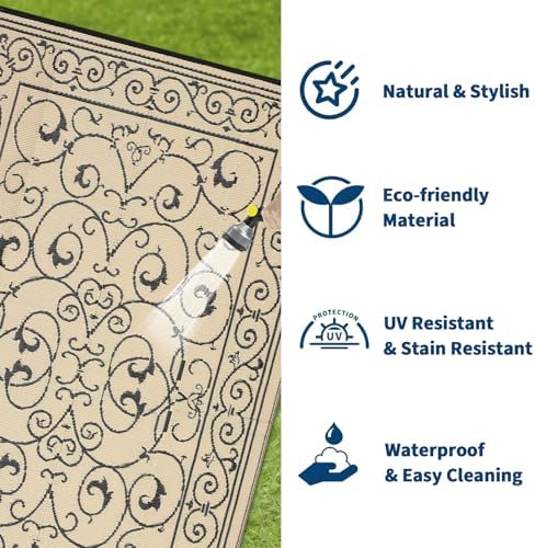 9x12 Outdoor Rug Waterproof Foldable Plastic Straw Carpet - Image 6