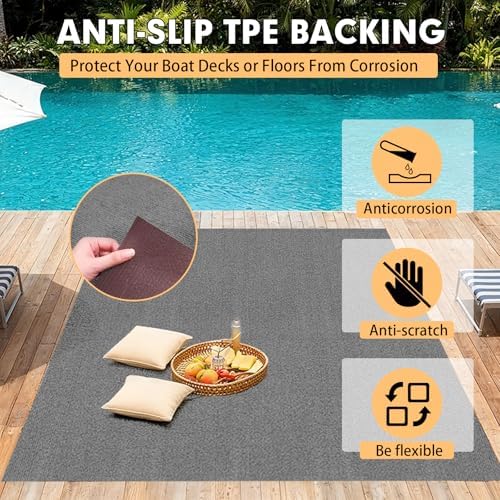 Grefinity Marine Carpet, 5 FT x 25 FT Smoke Gray Indoor Outdoor Carpet - Image 5