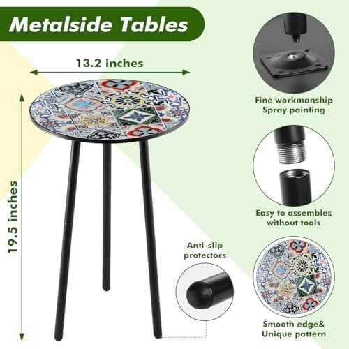 1 Pack Metal Outdoor Side Table Small Outside Round End Table - Image 3
