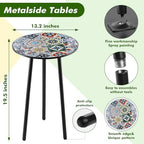 1 Pack Metal Outdoor Side Table Small Outside Round End Table - Image 3