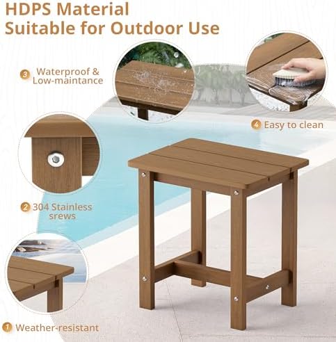 LUE BONA Outdoor Side Table Set of 2, HDPS Small Outdoor Table, Adirondack Side - Image 5