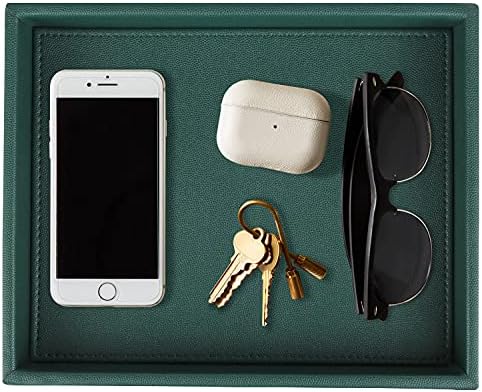 HofferRuffer Faux Leather Decorative Tray, Elegant Desktop Storage Organizer by HofferRuffer