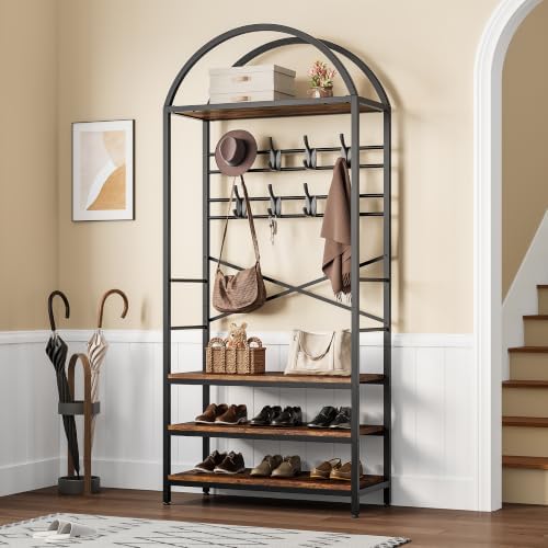 Garvee Coat Rack with Shoe Storage, 16 Hooks, Entryway Organizer - Image 2