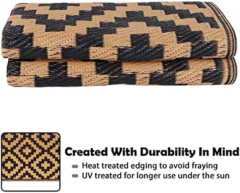 SAND MINE Waterproof Outdoor Rug 4x6 ft, Plastic Straw Area Rug, Large Floor Mat - Image 4