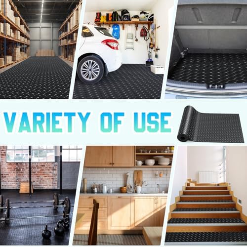 Breling 24 in X 10 ft Rubber Diamond Plate Garage Floor Mat - Image 6