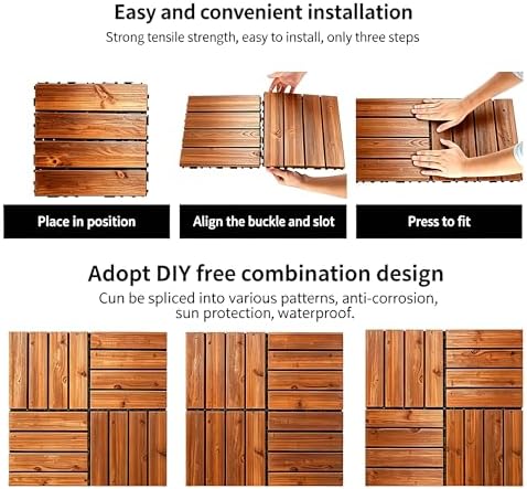 10 PCS Non-Slip Interlocking Teak Brown Deck Tiles 12" x 12" - Image 3