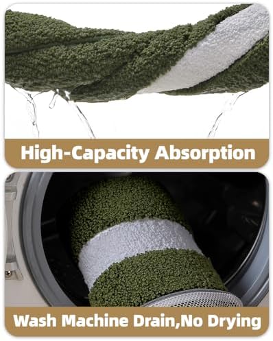 Color&Geometry Green Bathroom Rugs 30x20, Extra Soft Absorbent Microfiber Bath - Image 7