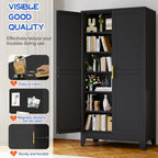 GAIOUS 79" Tall Kitchen Pantry Cabinet, Metal Storage Cabinet Black Cupboard - Image 4