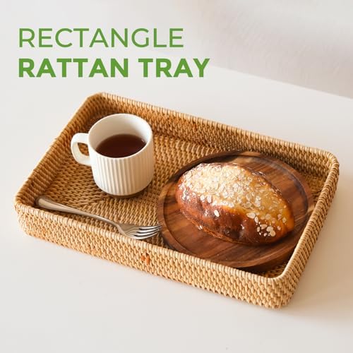 Rattan Serving Tray, Rectangle Wicker Storage Basket - Image 5