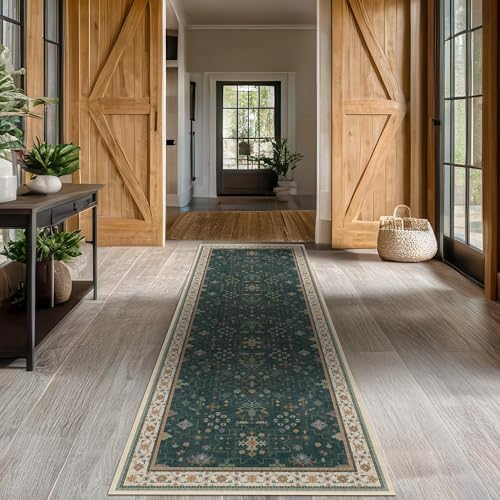 Hazo Haus Dark Green Kitchen Rug 10 ft Long by HazoHaus