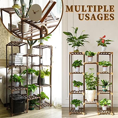 Uneedem Plant Stand Indoor Outdoor, 10 Tiered Plant Shelf Wood Plant Rack - Image 4