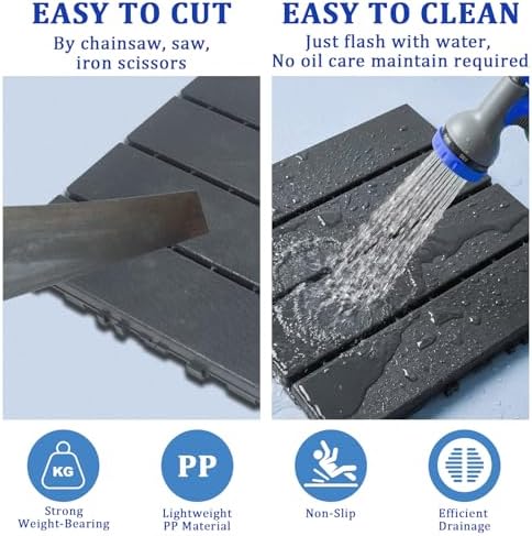 Plastic Interlocking Deck Tiles 27 Pack 12"x12" | Non-Slip Tool-Free Waterproof - Image 3