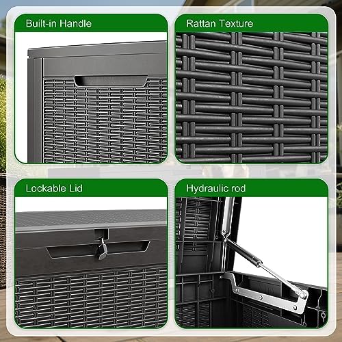 120 Gallon Outdoor Deck Box, Lockable Waterproof Outdoor Storage Boxes - Image 4