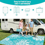 HEBE Waterproof Outdoor Rug 9'x12', Floral Reversible Plastic Patio Rug - Image 6