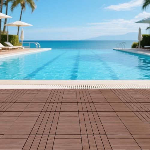 Plastic Interlocking Deck Tiles, 44 Pack, Non-Slip Patio Floor Decking Tiles - Image 5