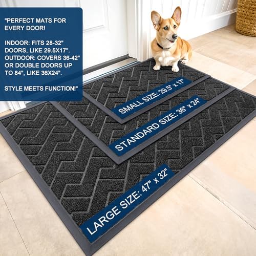 OLANLY Front Door Mat Outside 47x23, All-Season Absorbent Rubber Doormat - Image 2