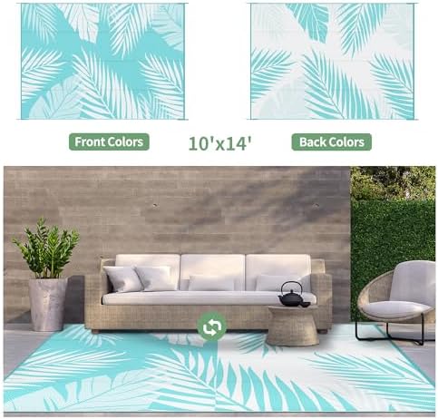 GENIMO Outdoor Rug, Waterproof Plastic Rugs 10'x14' - Image 2