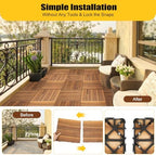 36 Pack Interlocking Wood Deck Tiles 12"x12", Outdoor Carbonized Larch Wood - Image 2