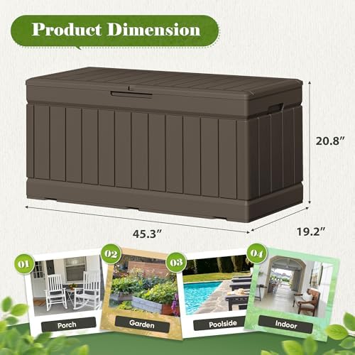 Flamaker Outdoor Storage Box 80 Gallon Resin Waterproof Deck Box - Image 4