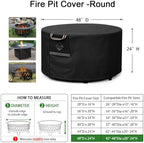 QH.HOME Fire Pit Cover Round 48", 600D Heavy Duty Fabric 100% Waterproof - Image 2
