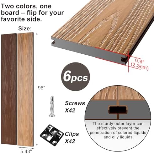 Outdoor Solid 8ft Composite Decking Boards - Image 2