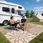 HEBE Waterproof Outdoor Rug 9'x12', Floral Reversible Plastic Patio Rug - Image 5