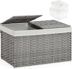 SETVSON Storage Basket with Lid, PE Rattan Woven Storage Bin by SETVSON