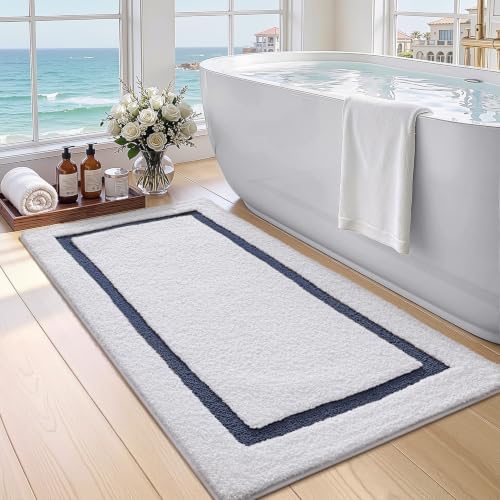 Color&Geometry White Bathroom Rugs 43x24, Extra Soft Absorbent Microfiber Bath by COLORG