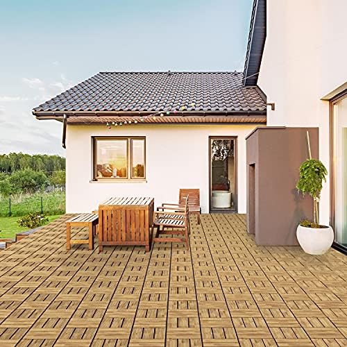 Topeakmart 27PCS Interlocking Deck Tiles 12x12 Patio Flooring, Natural Wood - Image 2
