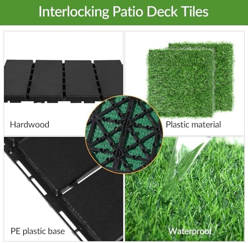 Treela 48 Pcs 12"x12" Plastic Interlocking Deck Tiles and Artificial Grass - Image 4