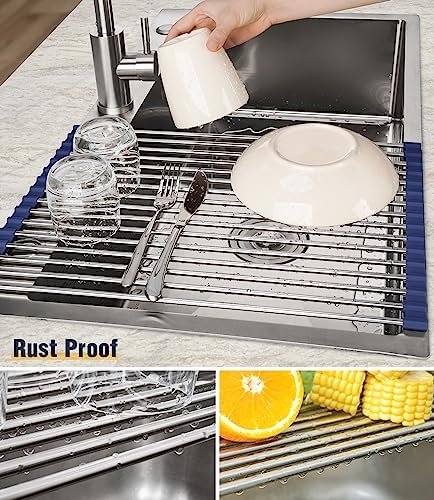 Tomorotec Roll Up Dish Drying Rack Over Sink, 304 Steel - Image 2