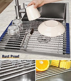Tomorotec Roll Up Dish Drying Rack Over Sink, 304 Steel - Image 2