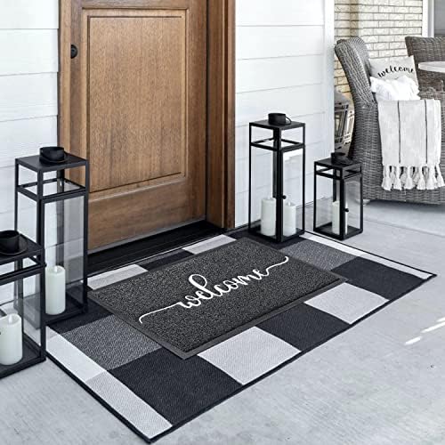 AAZZKANG Welcome Mat Outdoor Indoor Non Slip Front Door Mats Black - Image 6